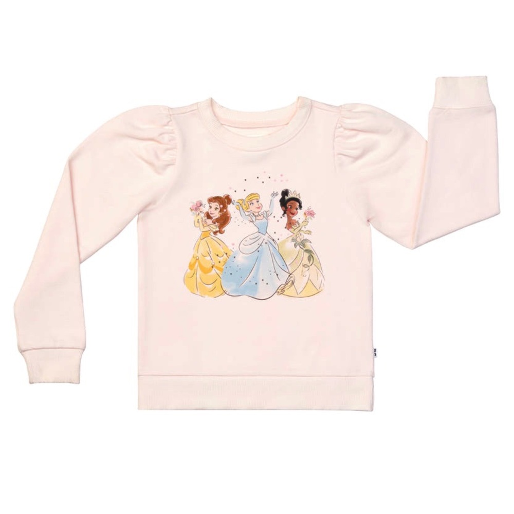 Little Sleepies Disney Princesses Puff Sleeve Crewneck Sweater Size 5